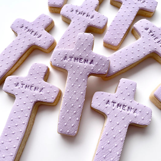 Personalised and Patterned Cross Cookies 12 Pack