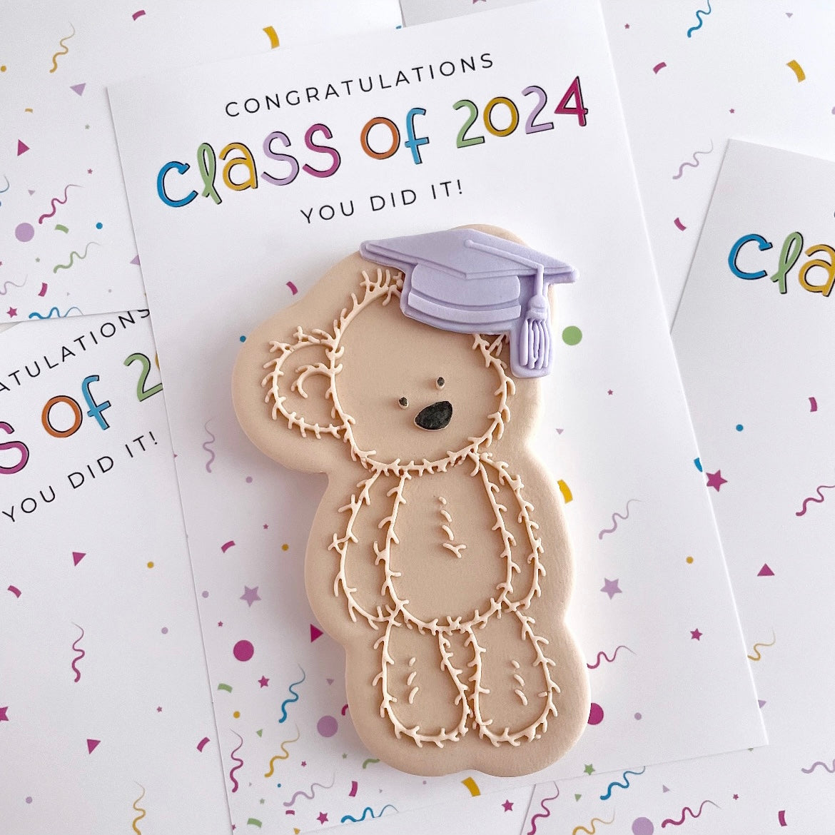 Colourful Graduation Teddy Single Cookie